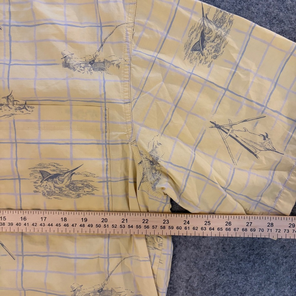 Columbia River Lodge Mens XXL Yellow Plaid Marlin Fishing Button‎ up Shirt - Picture 8 of 9
